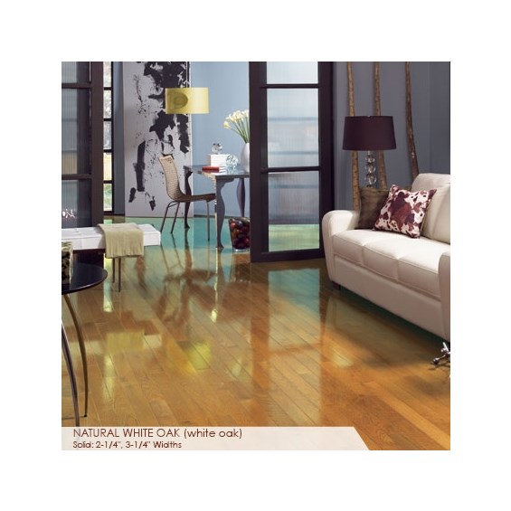 Somerset High Gloss Collection Strip 2 1/4&quot; Solid Natural White Oak High Gloss Wood Flooring