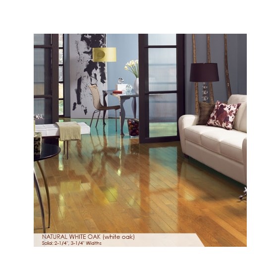 Somerset High Gloss Collection Strip 3 1/4&quot; Solid Natural White Oak High Gloss Wood Flooring