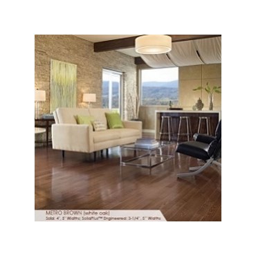 Somerset Color Collection Plank 5&quot; Solid Metro Brown Wood Flooring