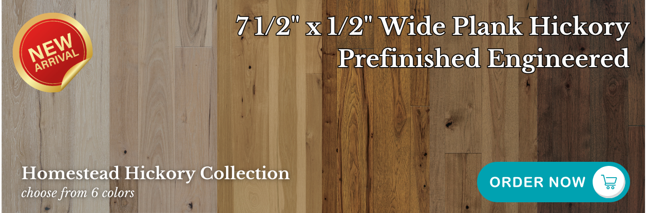 homestead hickory wide plank prefinished engineered wood flooring on sale by hurst hardwoods