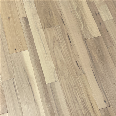 Mixed Width Hickory Glacier White Prefinished Solid Wood Flooring on sale at cheap prices by Hurst Hardwoods