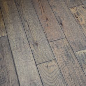 5&quot; x 3/4&quot; Hickory Hand Scraped Prefinished Solid Greystone