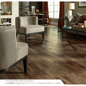 Somerset Handcrafted Collection Mixed Width Engineered Hickory Antique Bronze
